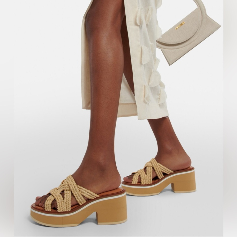 Robert Clergerie Chermy Natural Raki Platform Sandals Size 36(EU) US 5.5-6